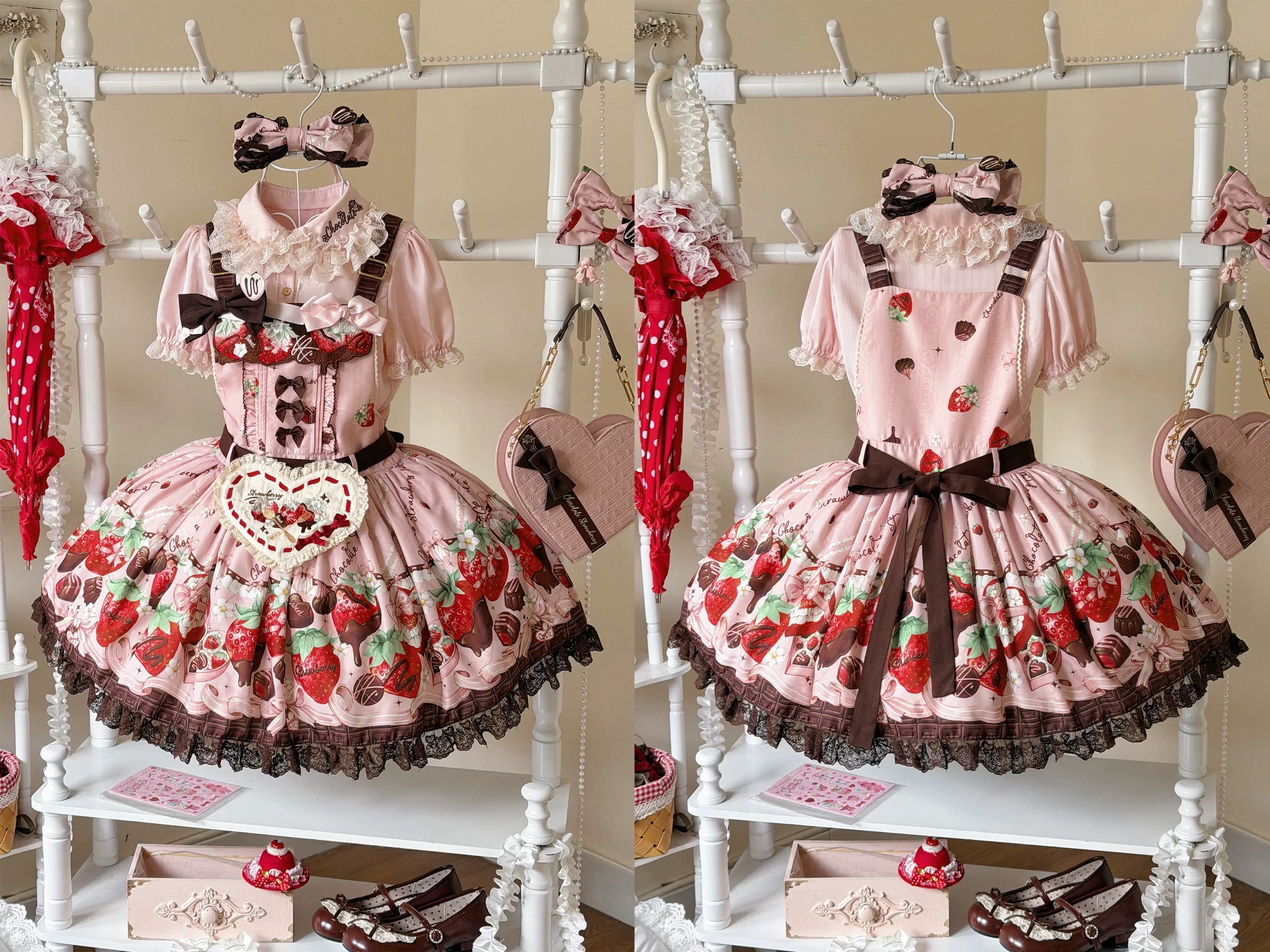 Strawberry Chocolate Lovers Sweet Lolita Embroidered Dress - image 24