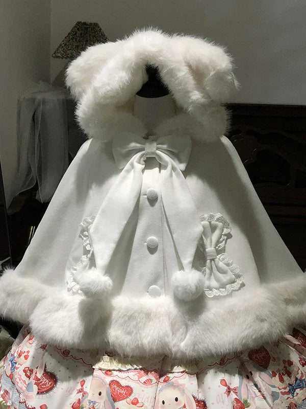 Sweet Lolita Cape, Bunny Ear Hood & Bows - image 2