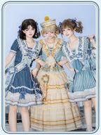 Antique Naval Bear - Striped Classic Lolita Sailor Collar OP, Bear Embroidery - image 12
