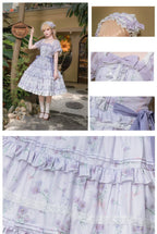 Purple Blossom Romance - Chiffon Classic Lolita OP Dress, Floral Print and Accessories - image 5