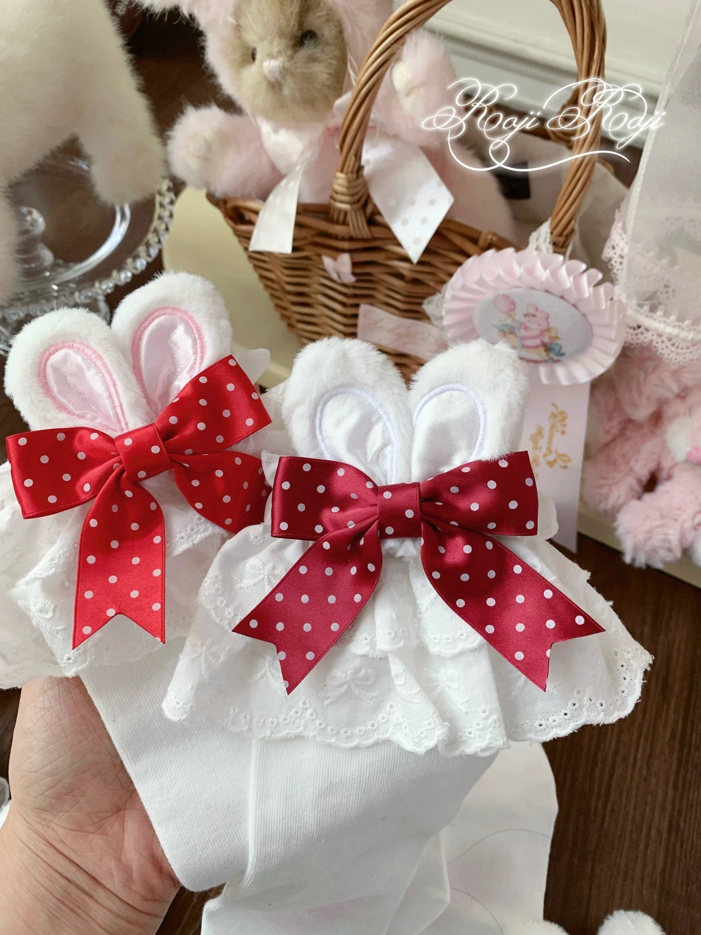 Bunny Ears Polka Dot Sweet Lolita Mid-Calf Socks - image 9