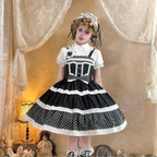 Cotton Sweet Lolita Polka Dot JSK and Salopette Dress and Accessories - image 17