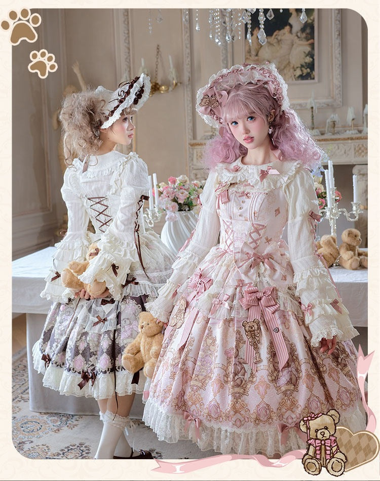Sweet Ode Bear Printed Lolita JSK and Accessories Series - image 3