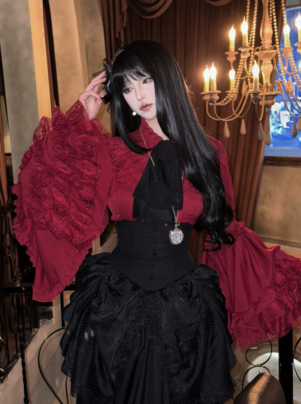 Gothic Lolita Blouse, Lace Hime-sleeve - image 3