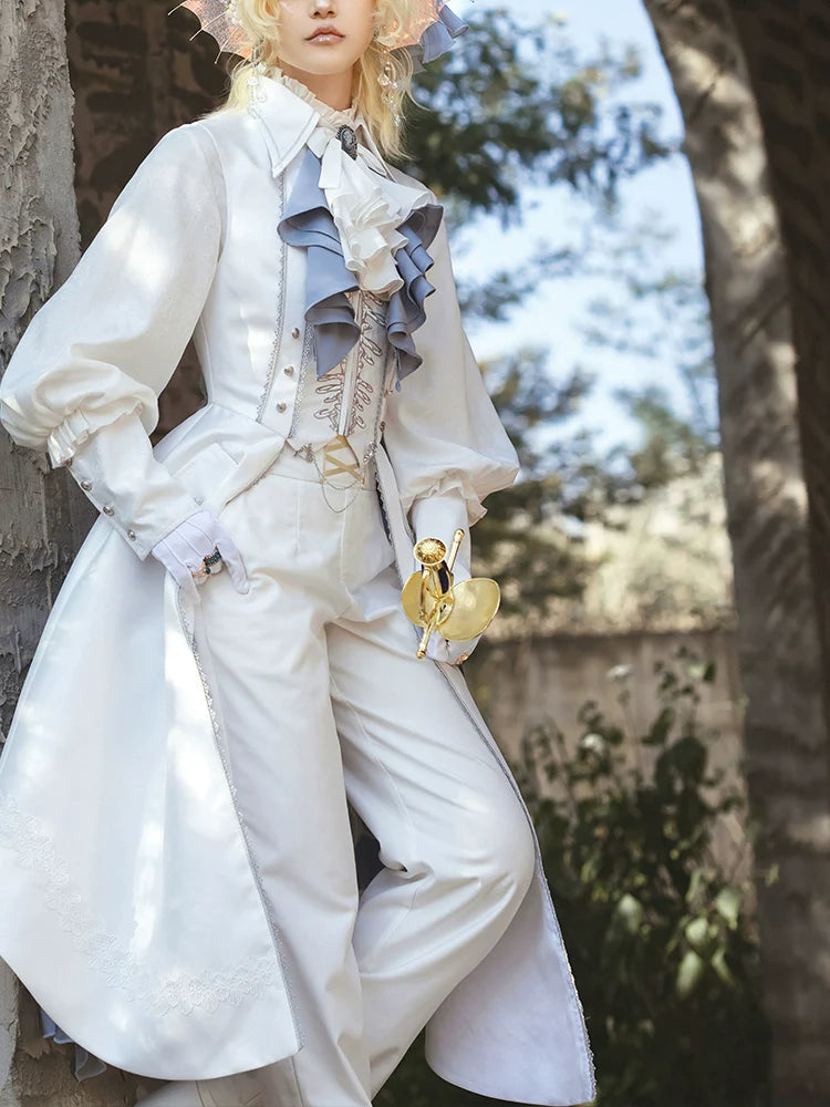 Crumbling Skeleton - Ouji Lolita Fishbone Embroideried Vest & Pants Suits - image 10