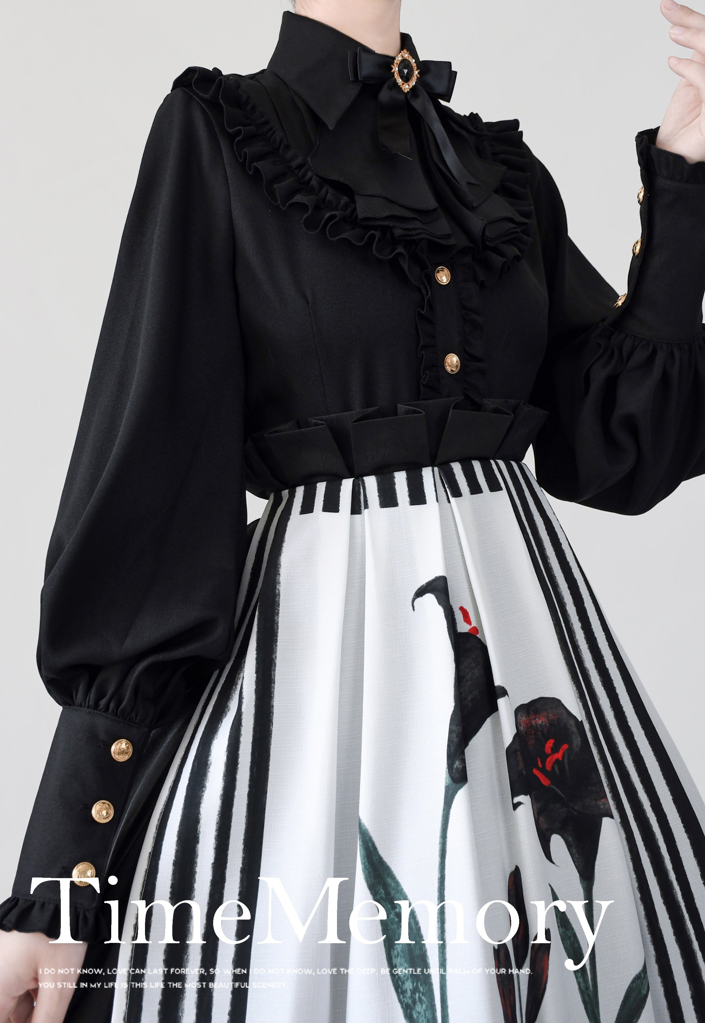 Elegant Lolita Slim Fit Mutton Sleeve Blouse - image 6