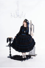 Wings and Bouquet - Dark Classic Lolita Blouse and SK Set, Layered Blue Ruffles - image 21