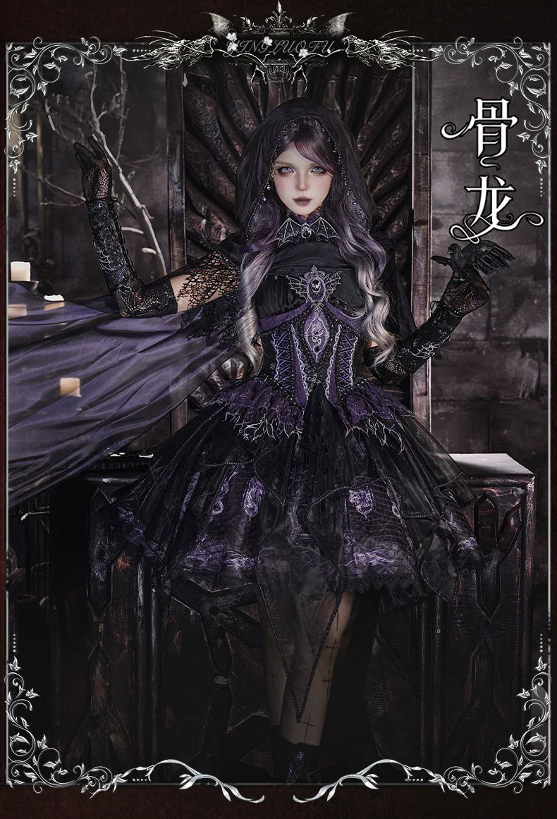 Bone Dragon - Gothic Lolita Corset JSK Dress Set with Embroidery - image 48