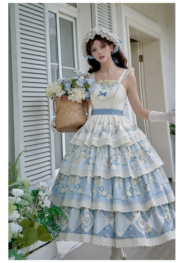 Letter and Poetry - Classic Lolita JSK Suit Four-tiered Twins Dress - image 13