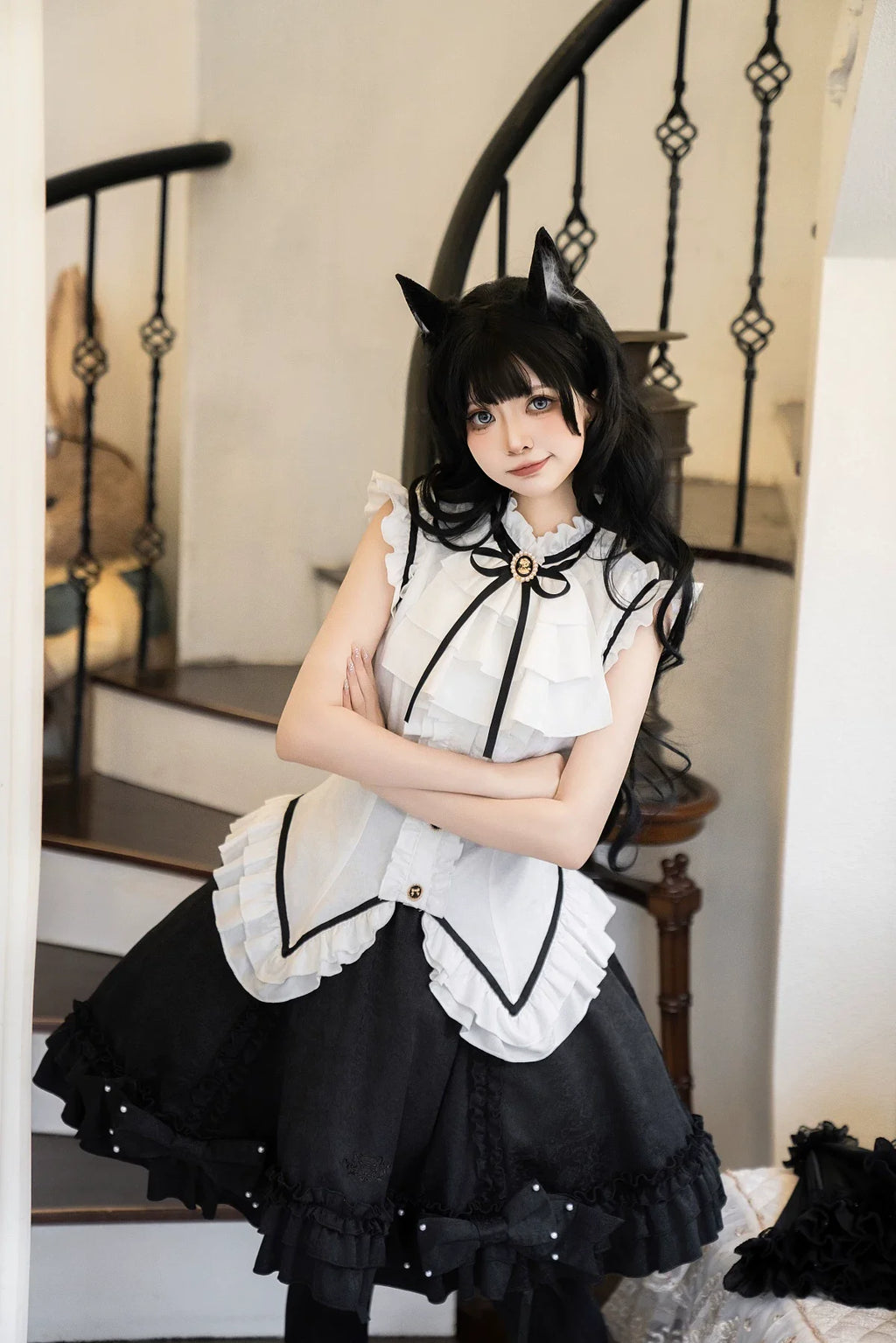 Miss Black Cat - Gothic Maid Lolita Skirt Set, Slim Fit - image 3