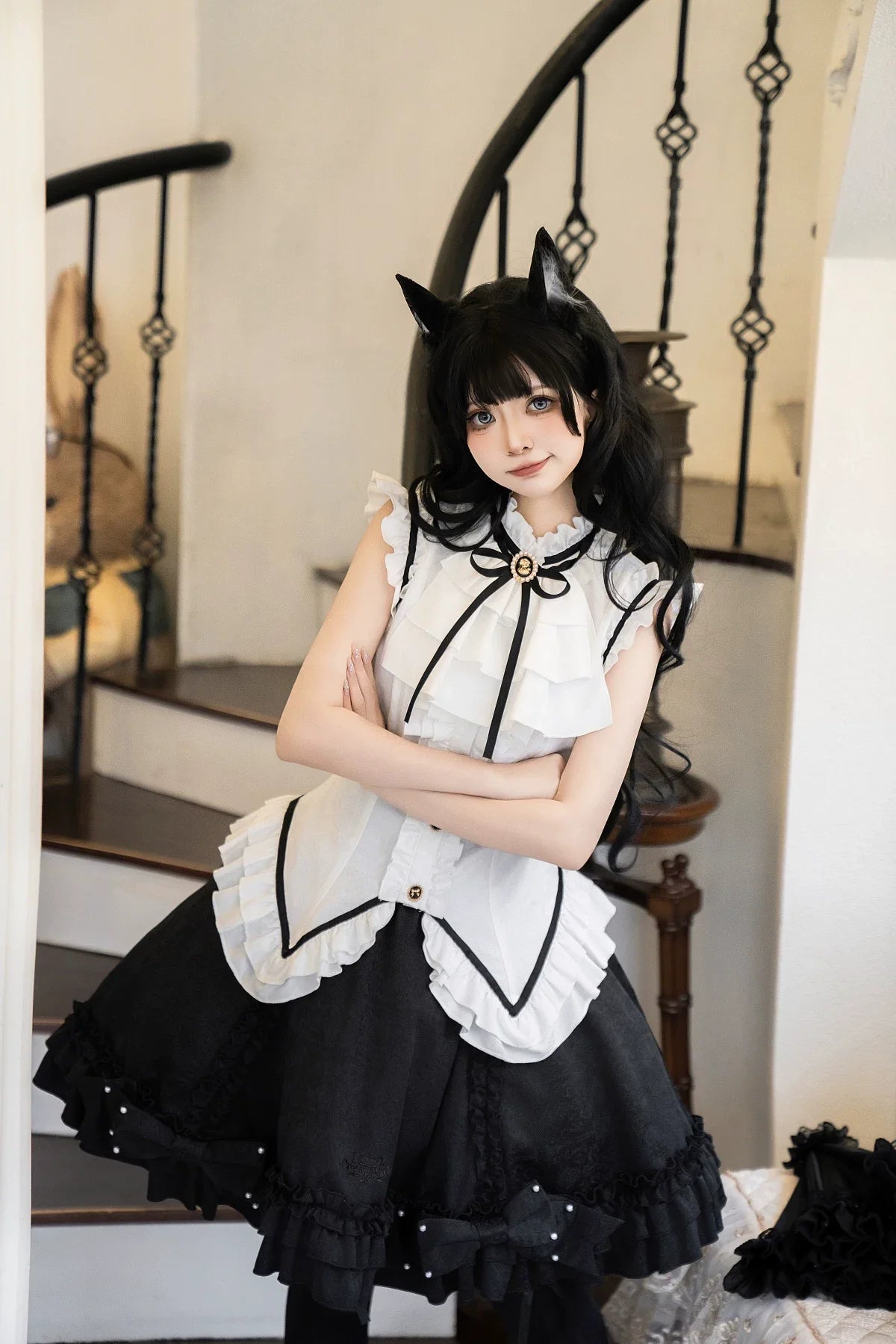 Miss Black Cat - Gothic Maid Lolita Skirt Set, Slim Fit - image 3