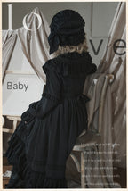 Goodnight Black Gothic Lolita OP Dress with Round Cape Collar - image 7
