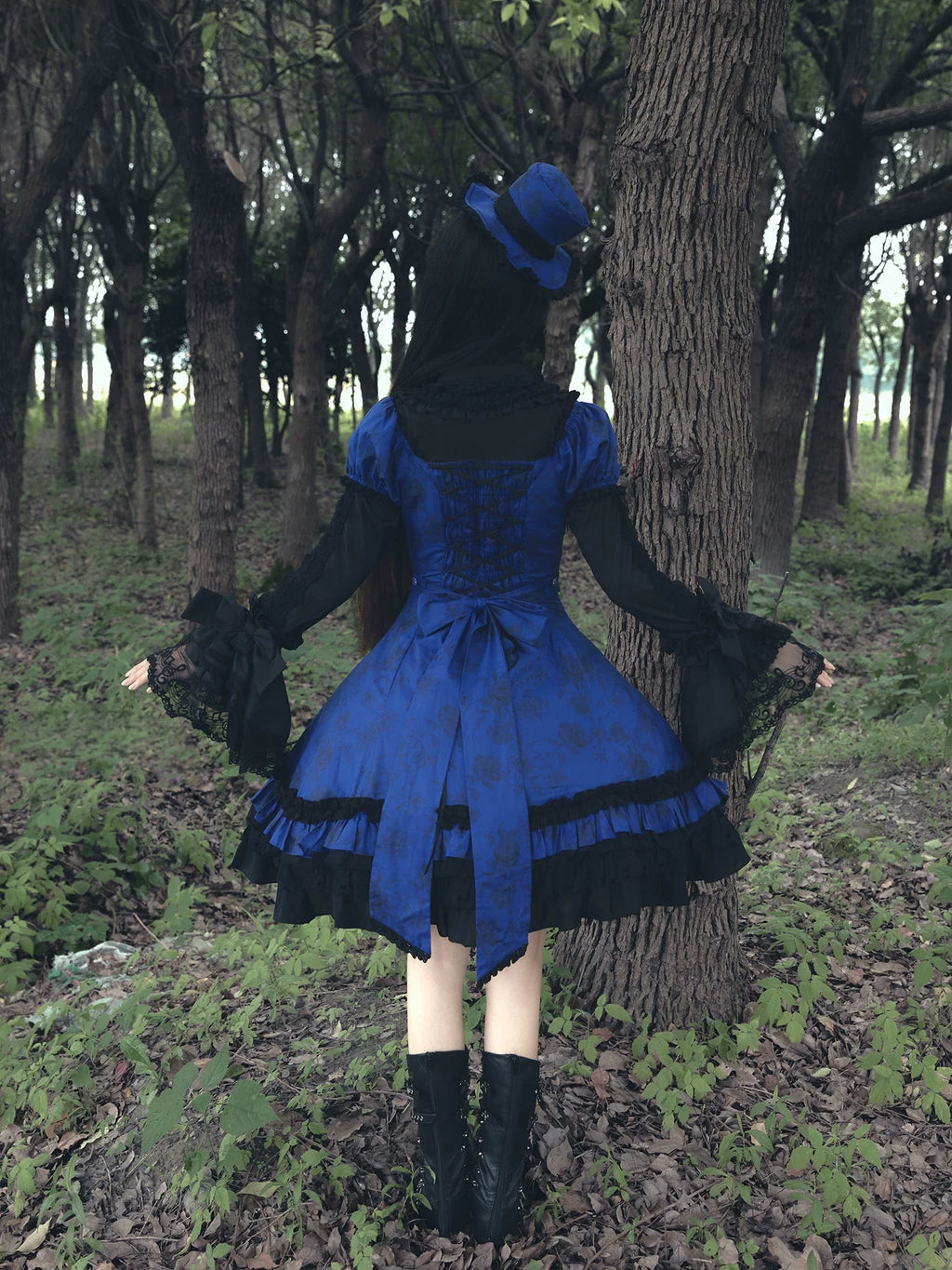 Bliss Bouquet - Cotton Old School Lolita Dress, Rose Print and Layered Hem and Accessories - image 12