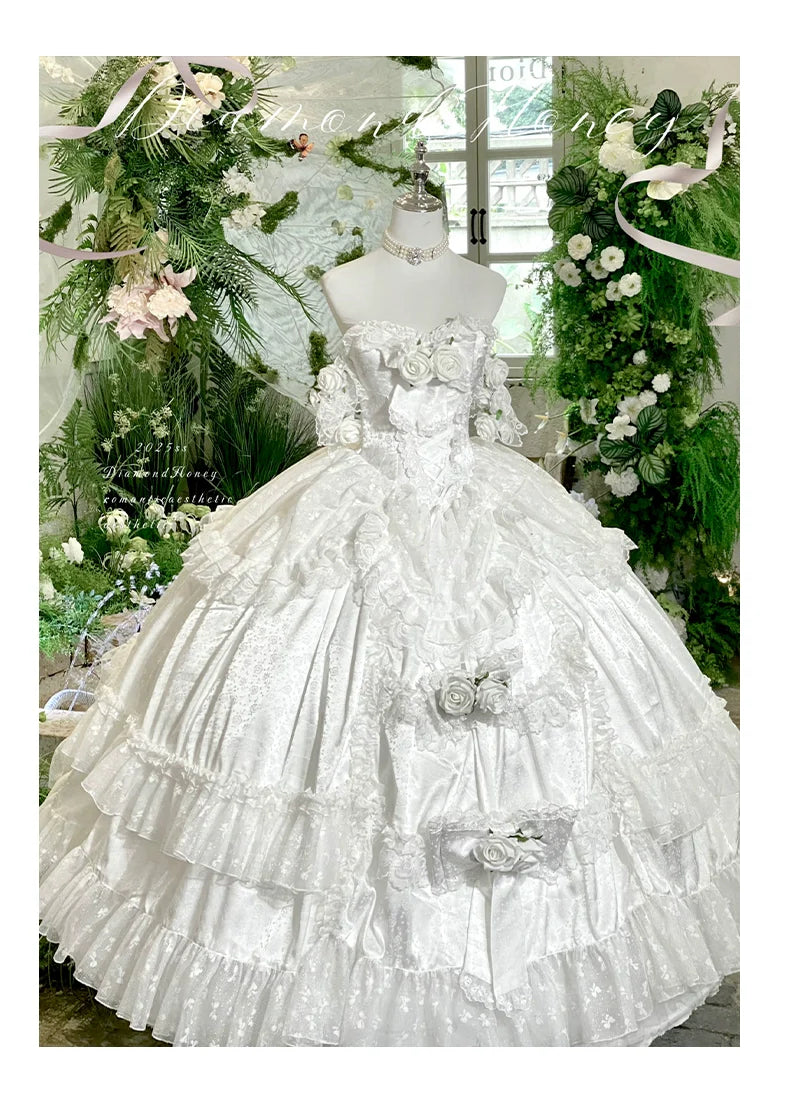 Love and Roses Princess Bridal Lolita Dress with Tiered Rose Skirt - image 30