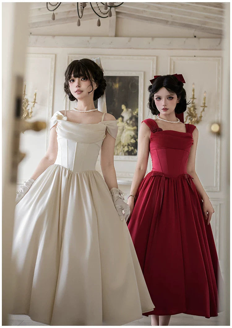 For Beloved - Classic Lolita Satin JSK Dress Set, Fishbone Waist - image 25