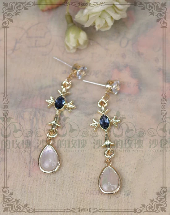 Classic Lolita Necklace & Earrings, Artificial Pearl Rhinestone - image 7