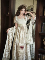 Sacred Coronation Gothic Cathedral Print Empire Lolita OP Dress Set - image 3