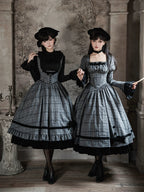 Yesterday's Epistle - Winter Classic Lolita Plaid Dress Set, Fishbone Waist - image 1