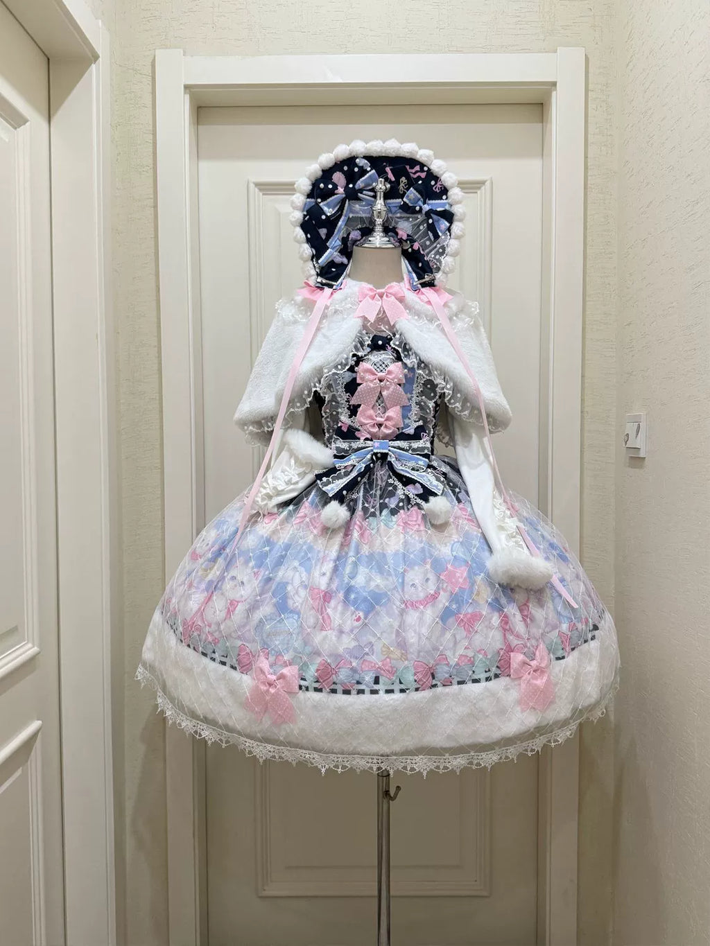 Candy Mary Cat - Fluffy Sweet Lolita JSK Dress, Kitten Print - image 2
