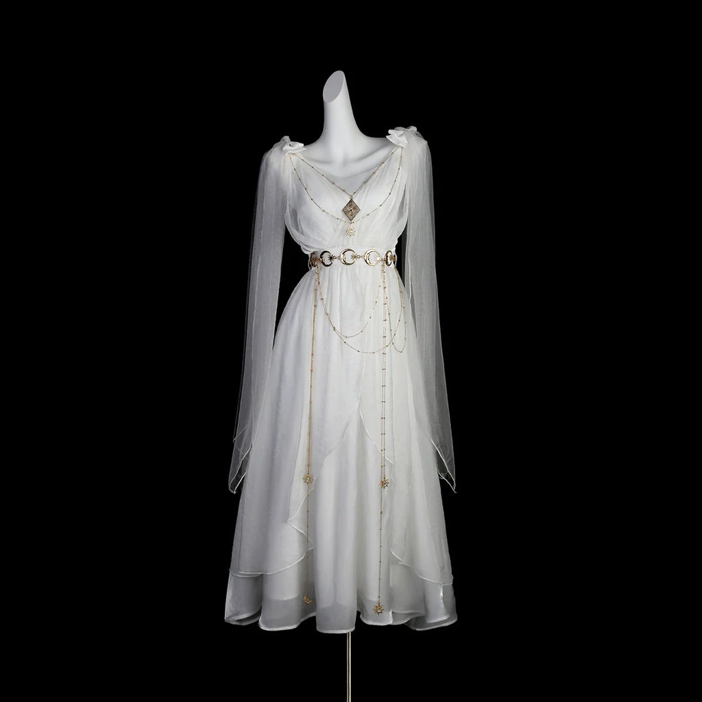 Divine - Elegant Greek Mythology Style Lolita JSK Irregular Hem White JSK Dress - image 1