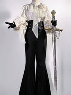 Rose and Sword - Ouji Lolita Jacquard Blouse & High Waist Pants Suit - image 6