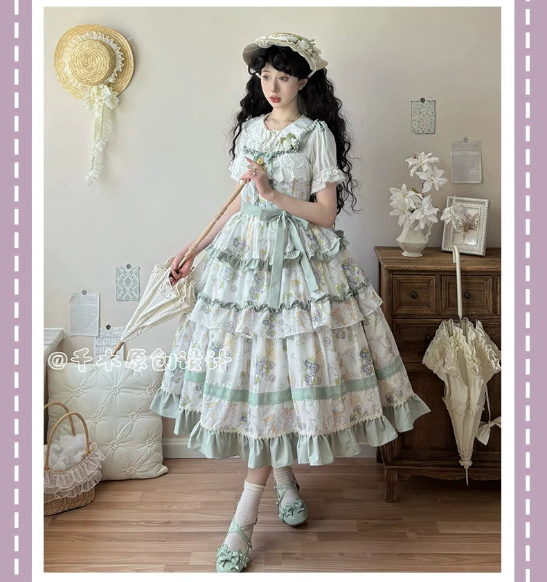 Blueberry Midsummer - Country Lolita Tiered JSK, Blueberry Print - image 13