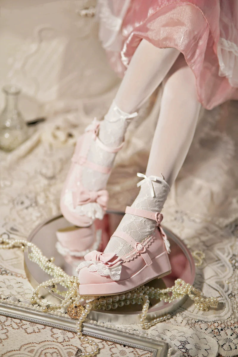 Milky Puff - Sweet Lolita Heels Shoes, Round Toe With Petite Wedge - image 9