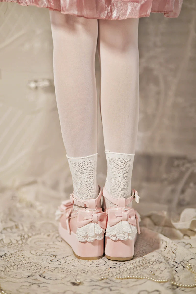 Milky Puff - Sweet Lolita Heels Shoes, Round Toe With Petite Wedge - image 11