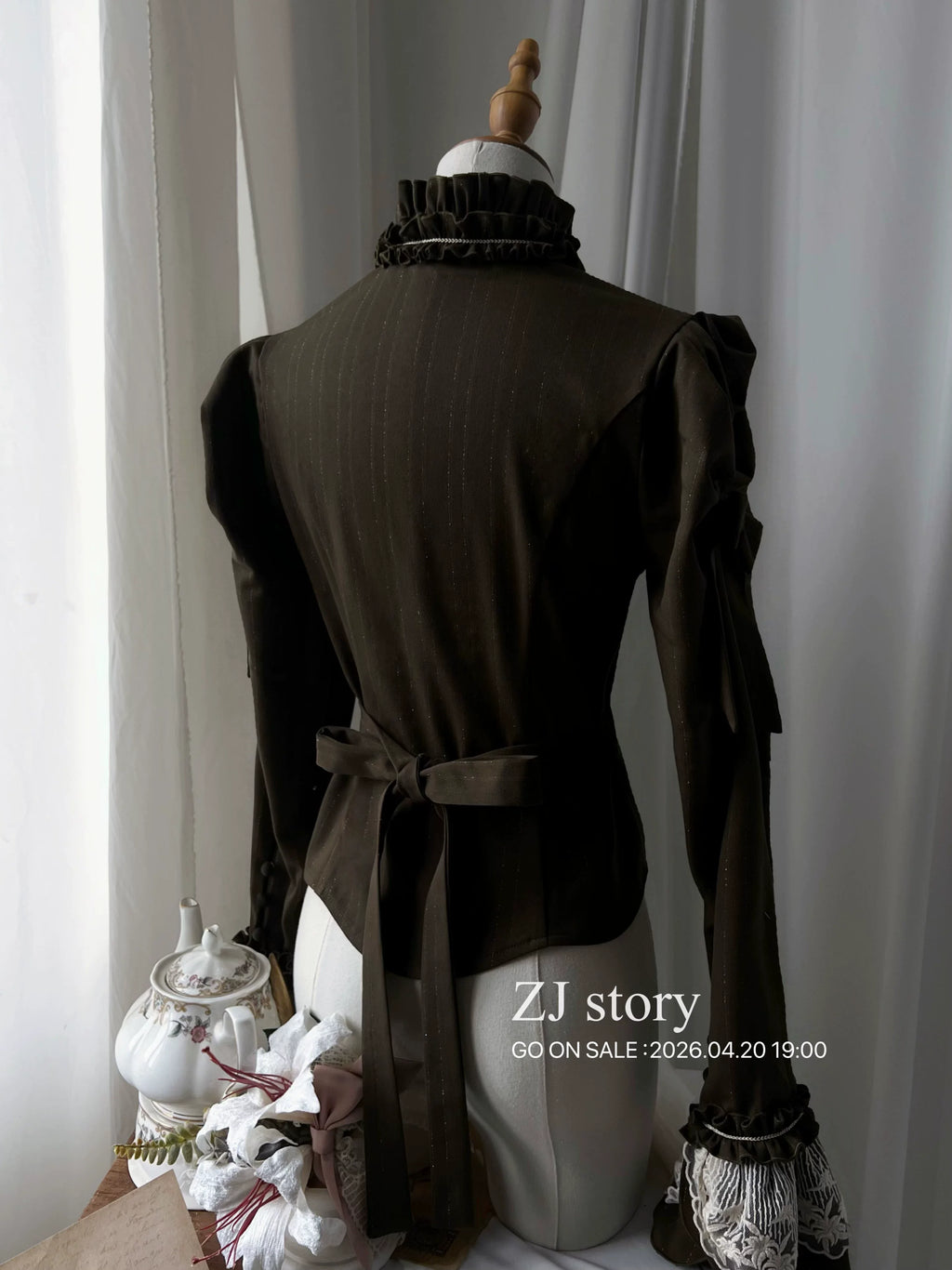 Embroidered Classic Lolita OP Dress, Lace Trim Shirt and Accessories - image 25