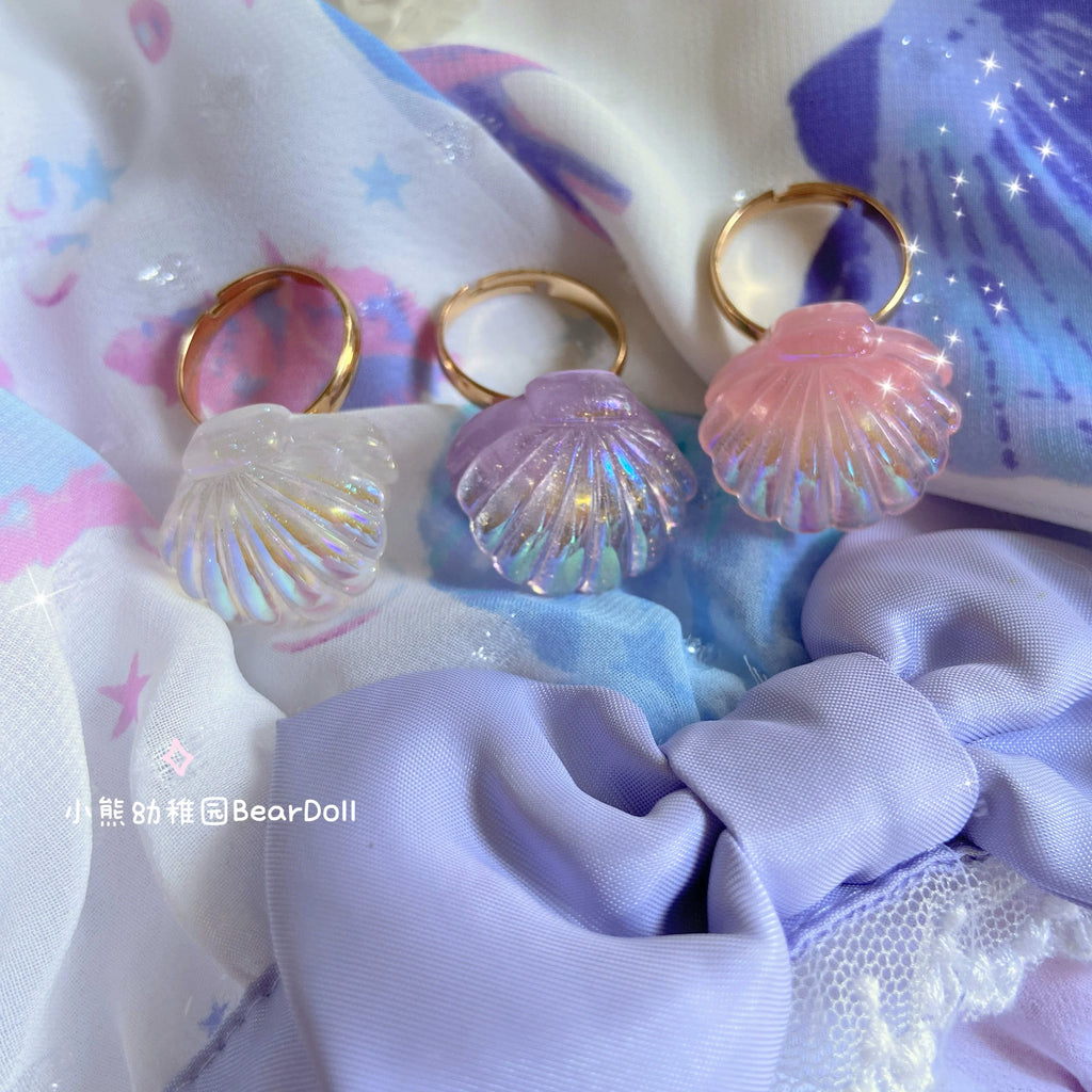 Kawaii Lolita Shell & Heart Adjustable Ring Collection - image 21