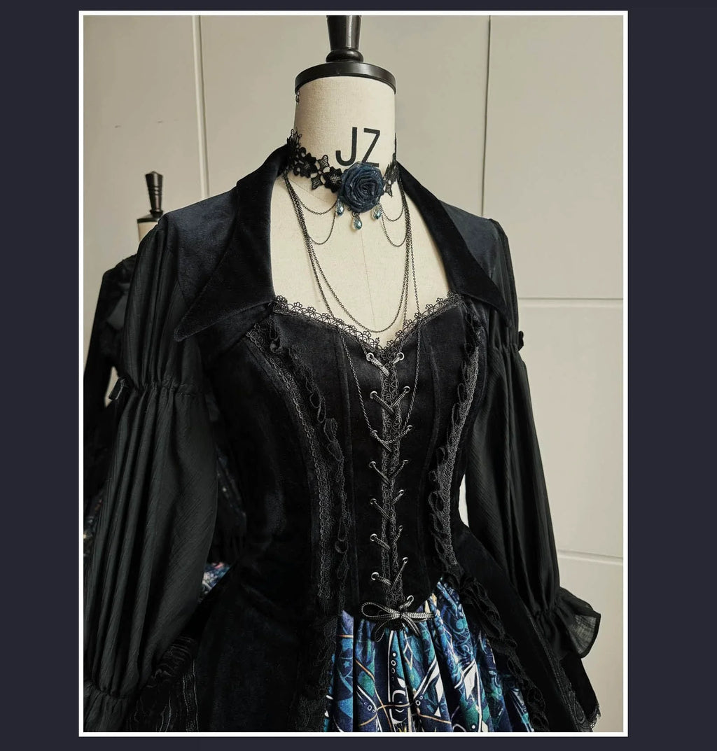Night Traveler - Classic Gothic Lolita Dress with Stained Glass Window Print - image 8