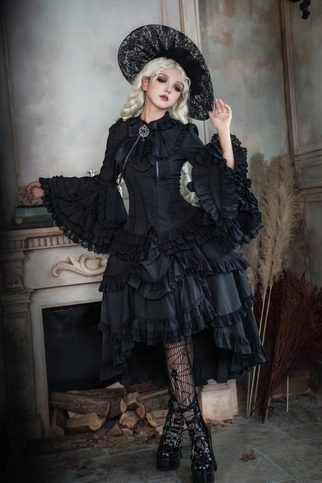 Immortal Bird Black Gothic Lolita Blouse SK Set - image 3