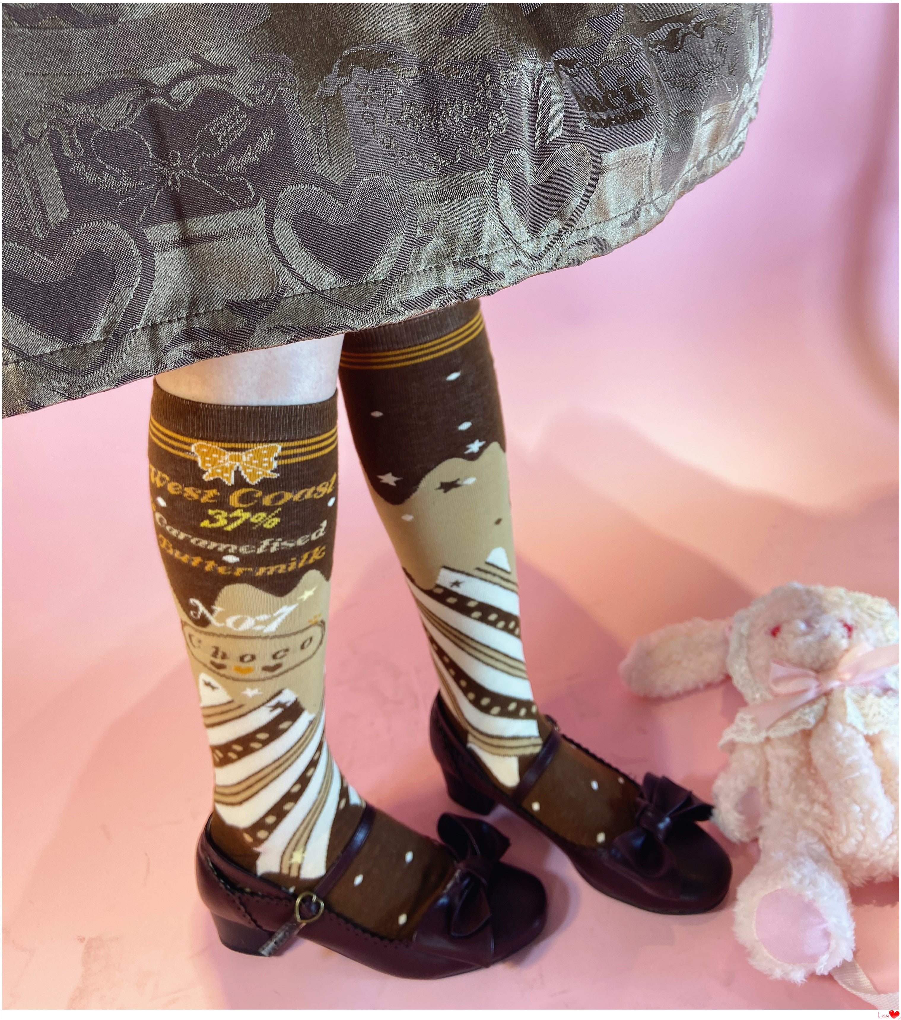 Kawaii Lolita Chocolate Color Cotton Socks - image 47