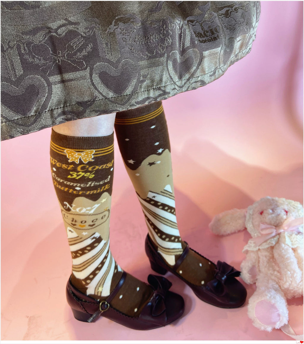 Kawaii Lolita Chocolate Color Cotton Socks - image 51