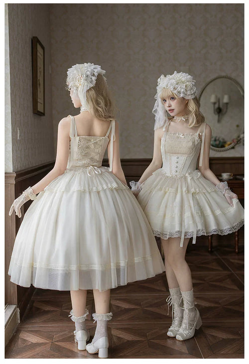 Confession Poem - Classic Lolita Corset JSK Set, Lace & Bows - image 2
