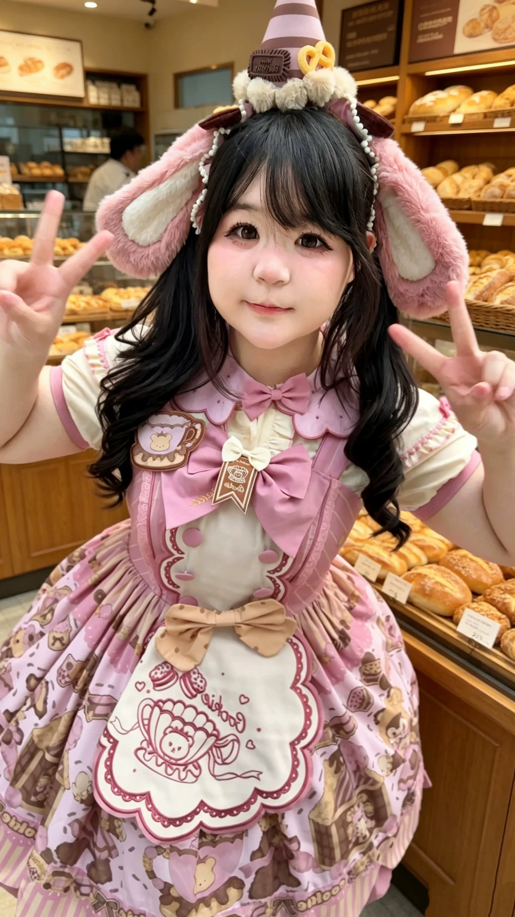 Bear Biscuit SP - Kawaii Lolita Bear Printed Dress Set with Bows - image 28