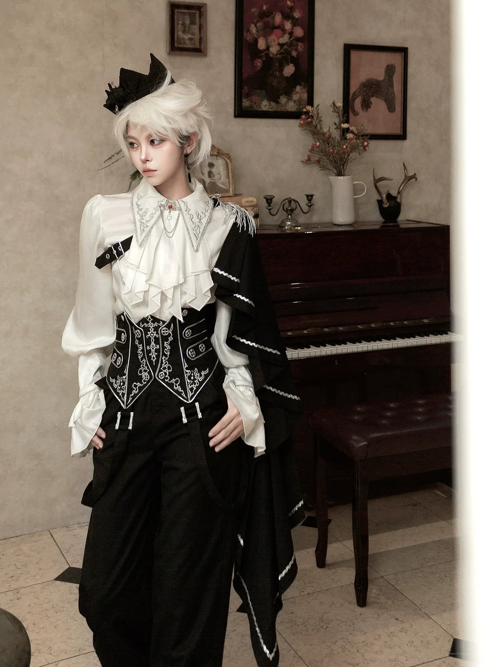 Ouji Lolita Pants Set, Detachable Jabot & Shawl - image 6