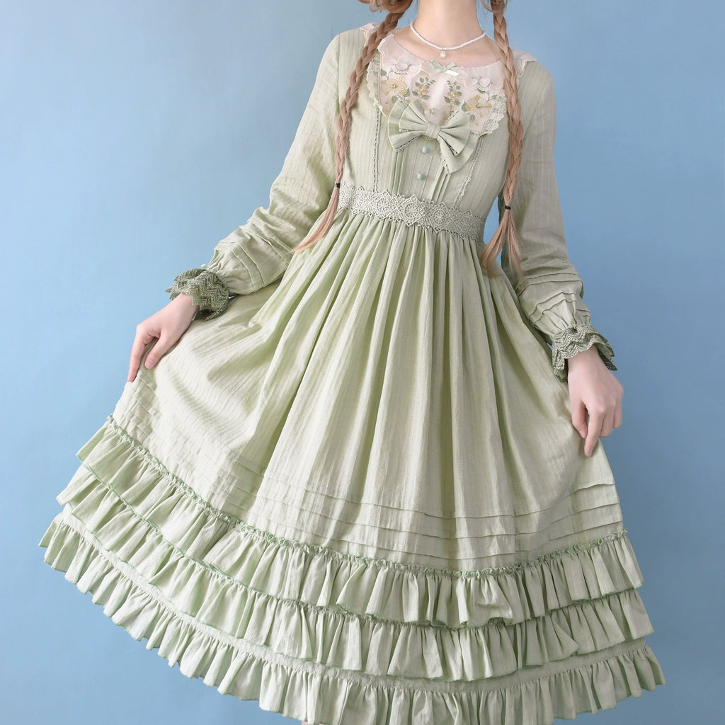 Nerry - Sweet Lolita Embroidered OP Dress Multicolors - image 9
