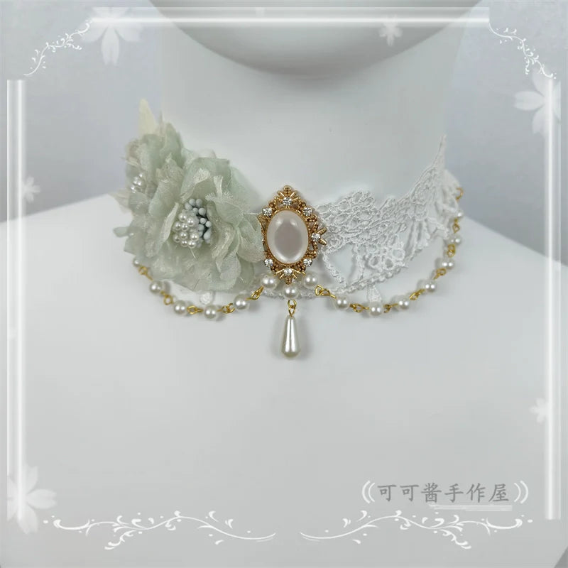 Elegant Lolita Rose Gemstone Pearl Necklace - image 19