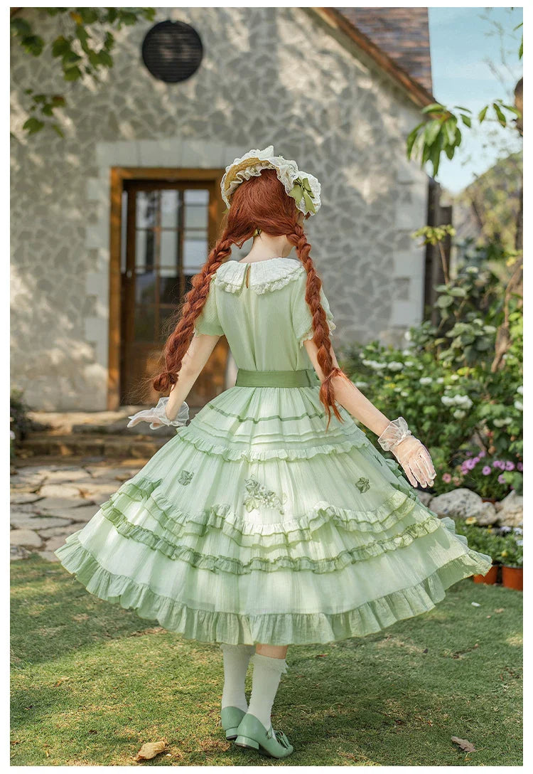 Green Grape - Embroidered Country Lolita OP Dress, Tiered JSK and Accessories - image 13