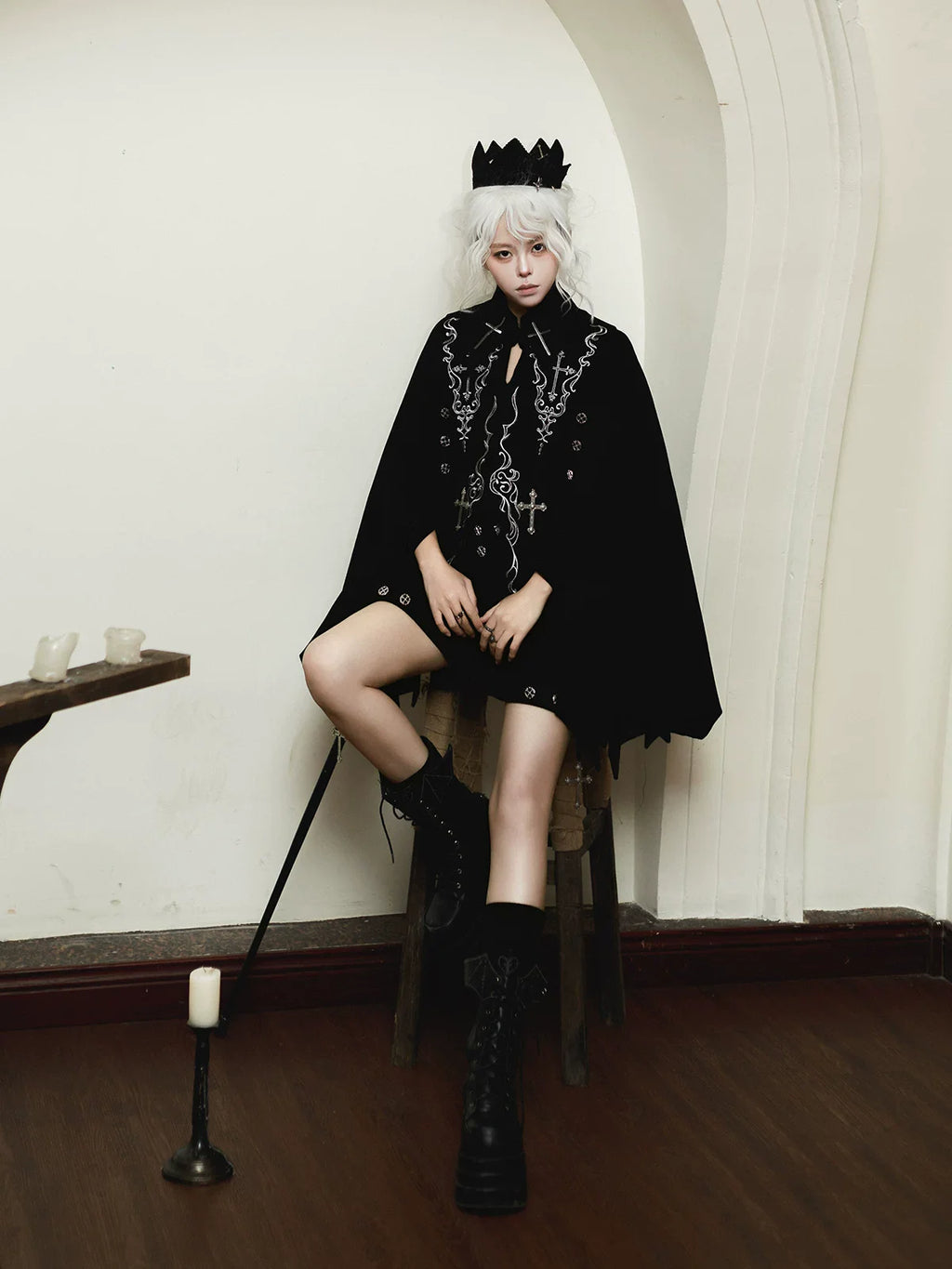 Nightfall - Ouji Lolita Outfit, Bat Wing Shaped Cape - image 3
