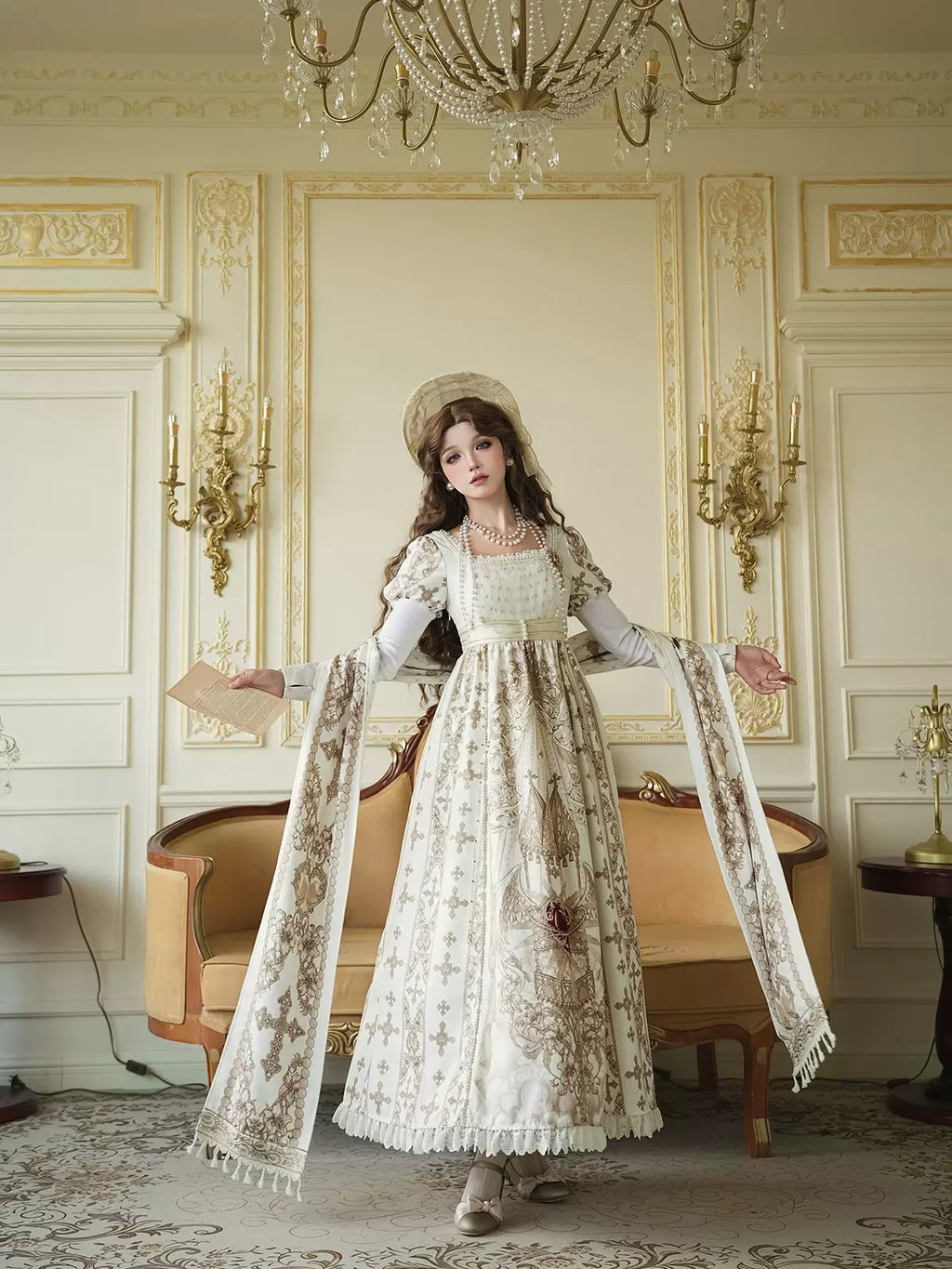 Sacred Coronation Gothic Cathedral Print Empire Lolita OP Dress Set - image 10