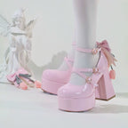 Whispering Tulip - Classic Lolita Heel Shoes with Detachable Bows - image 8