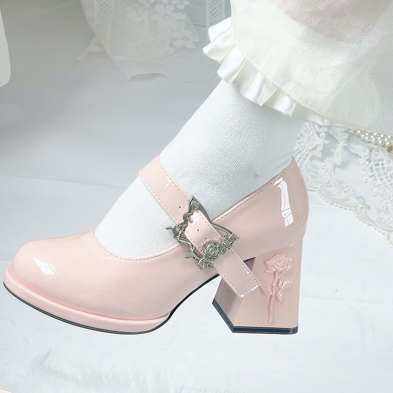 Wanxiang Cycle - Elegant Lolita Heels with Embossed Rose - image 17