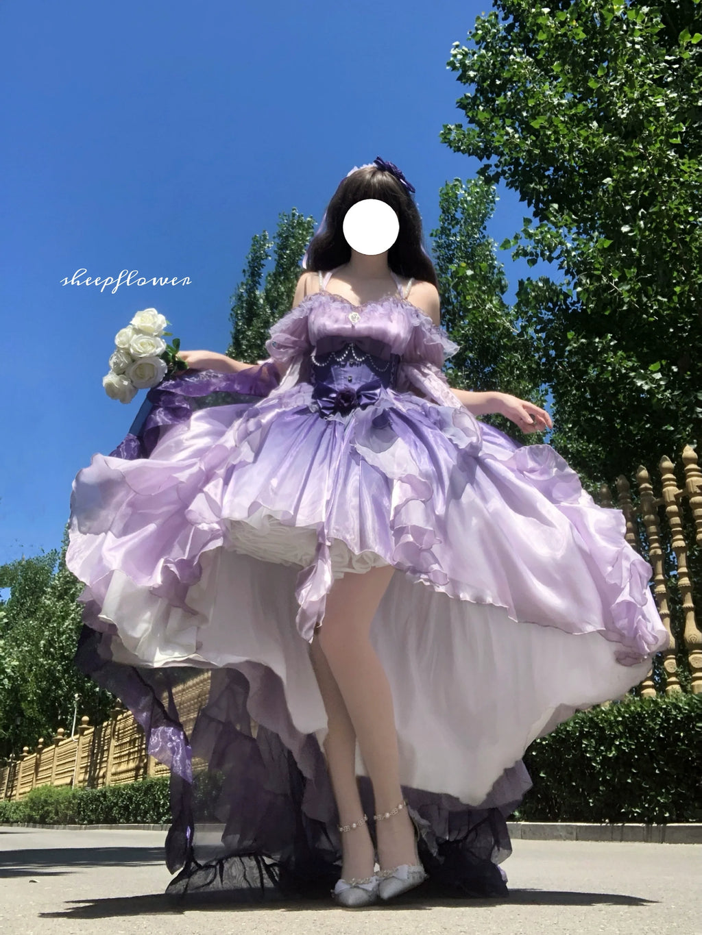Midsummer Dream - Gradient Color Wedding Lolita JSK Dress Set, Fishbone Waist - image 7