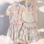 Starry Pudding Bear - Sweet Lolita JSK and Printed OP Dress - image 1