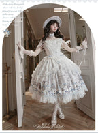 Finnish Antique Cabinet - Sweet Lolita Antique Cabinet Printed OP & JSK Dress with Bows - image 7