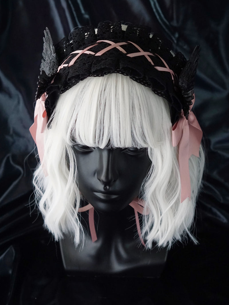 Black Wings Halloween Goth Lolita Hairband - image 24