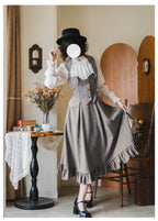 Classic Lolita A-Line Skirt, Button-Front Vest and White Blouse - image 12