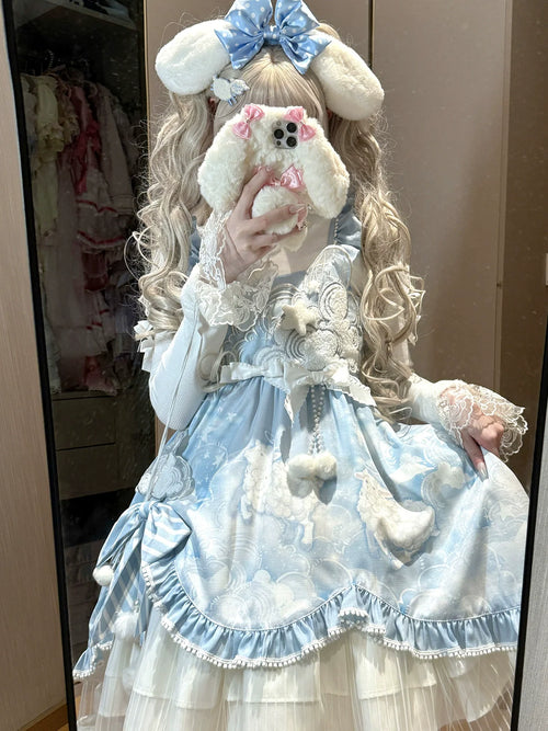 Cloudscape Dream - Sweet Lolita JSK Suit, Fleece Cape - image 1
